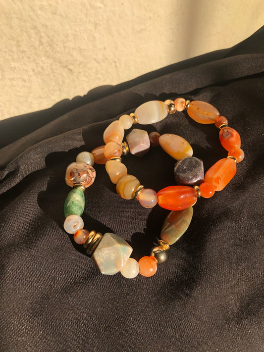 Carnelian , Jasper Mixed Bead Bracelets