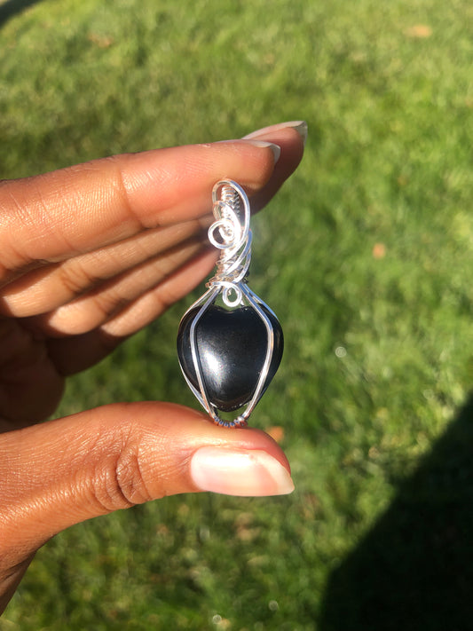 Black Obsidian Heart Necklace