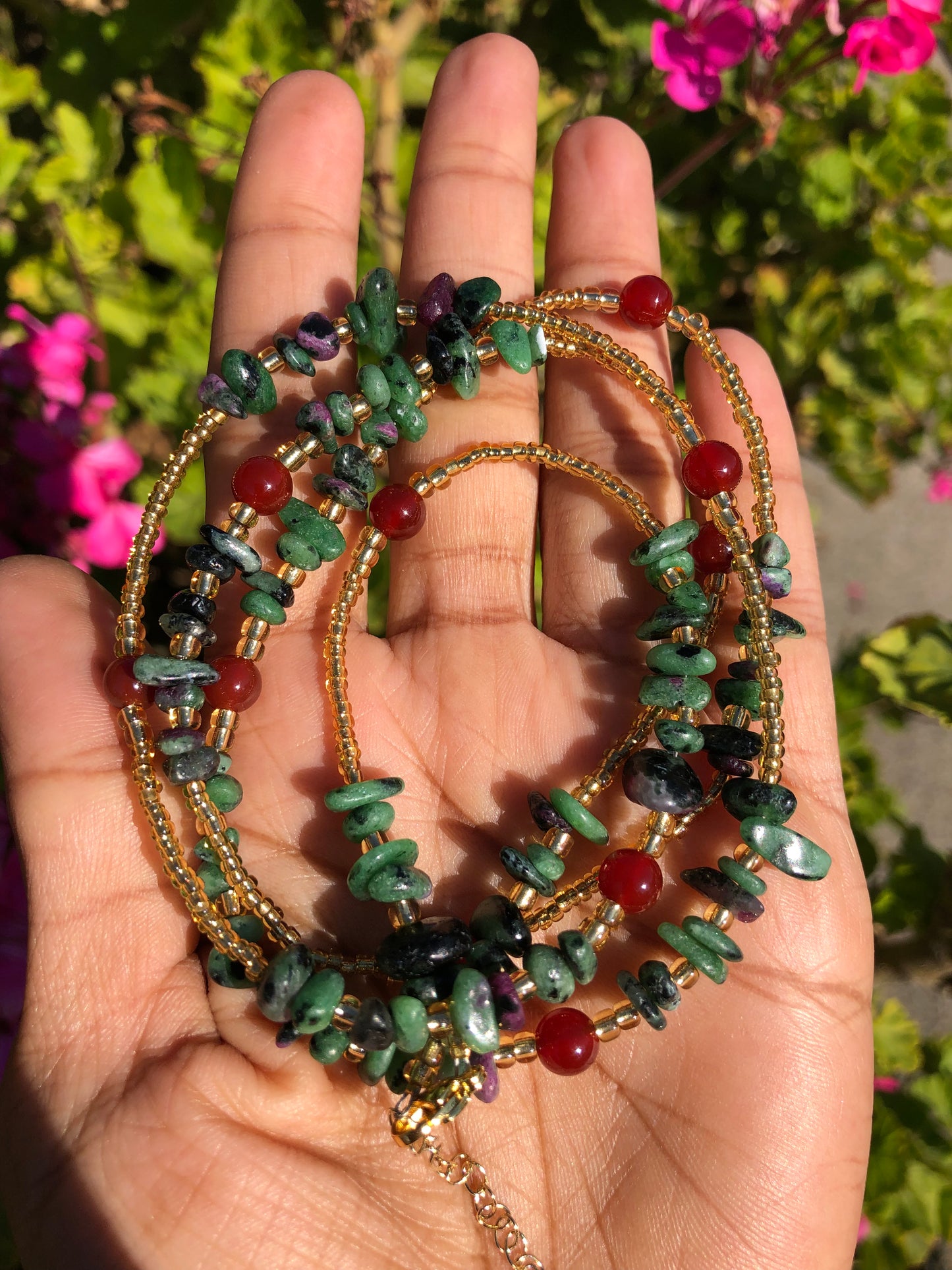 Ruby Zoisite waist beads