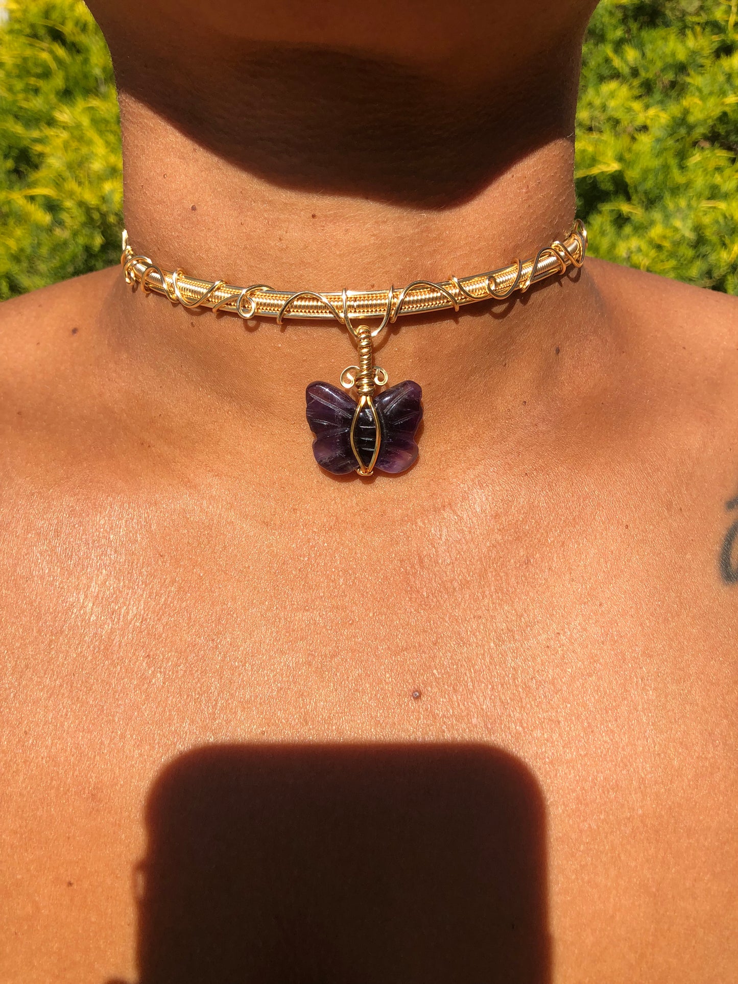 Amethyst Butterfly Choker