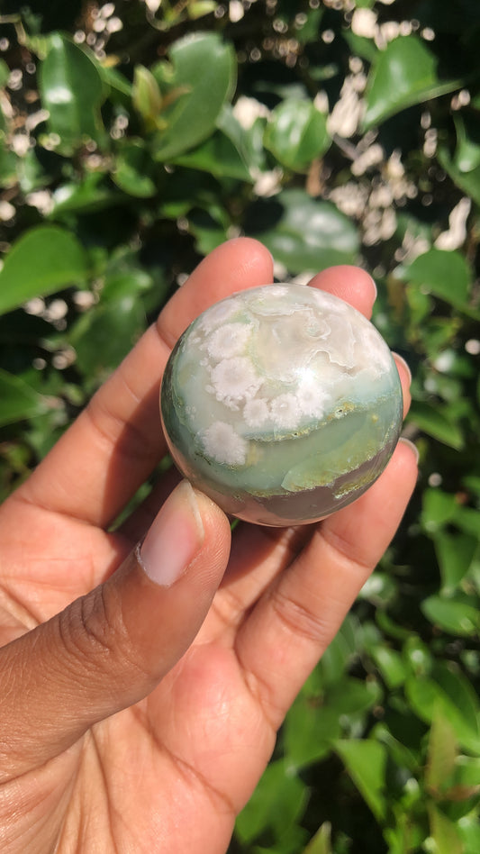 Green Flower Agate Sphere