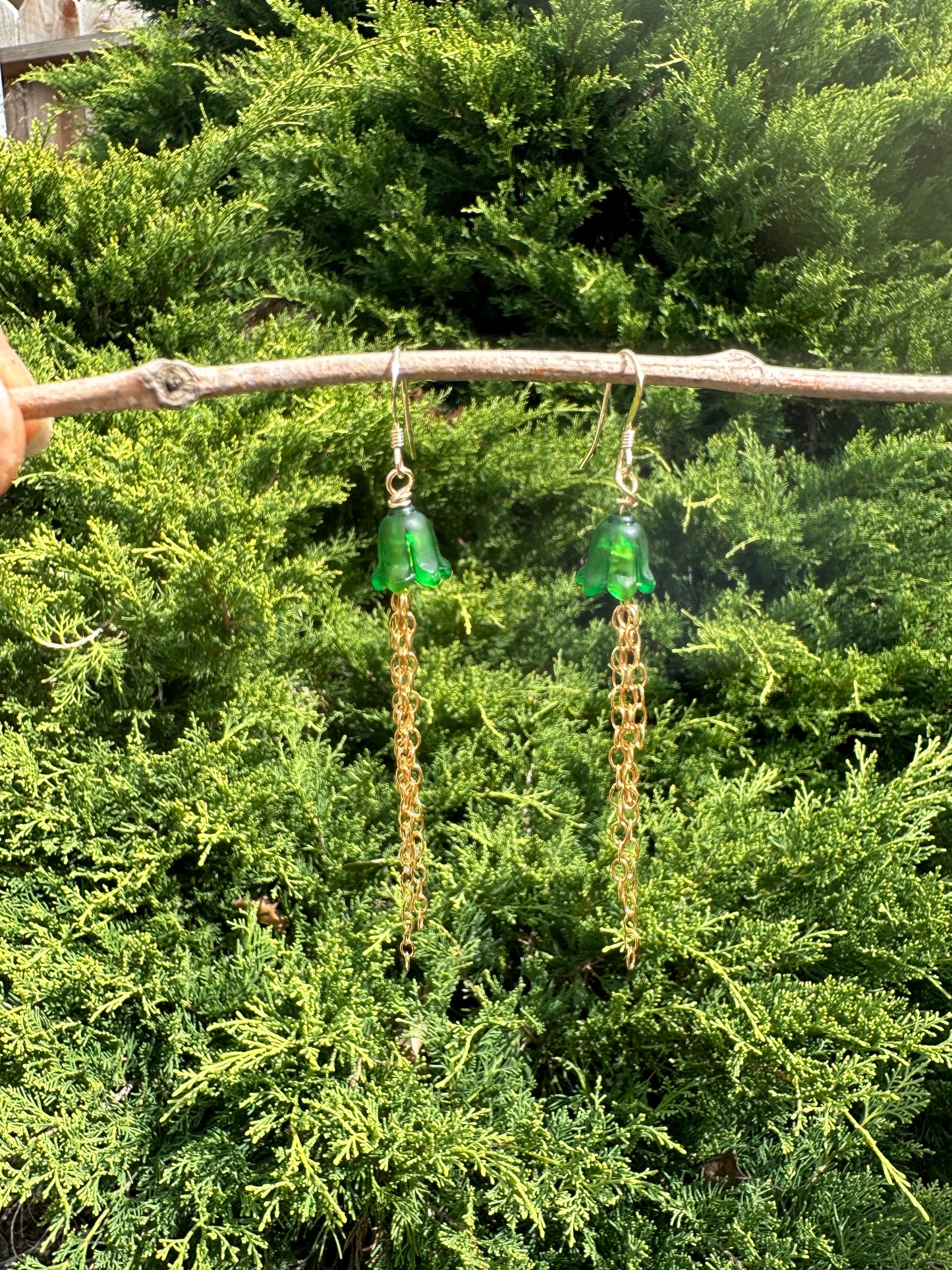 Green bell earrings