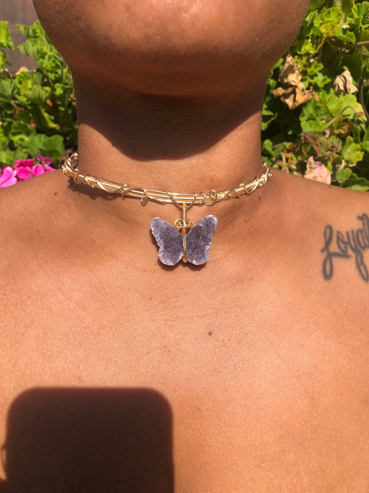 Amethyst Butterfly Choker