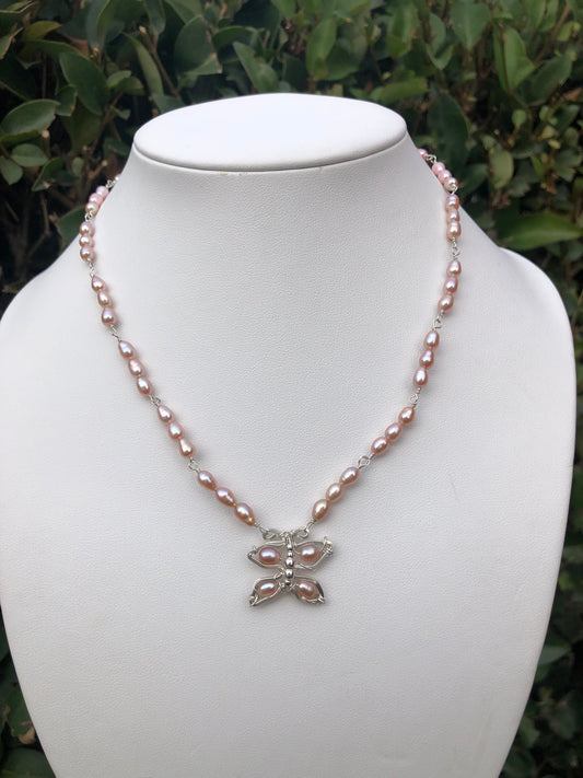 Beaded Pink Butterfly