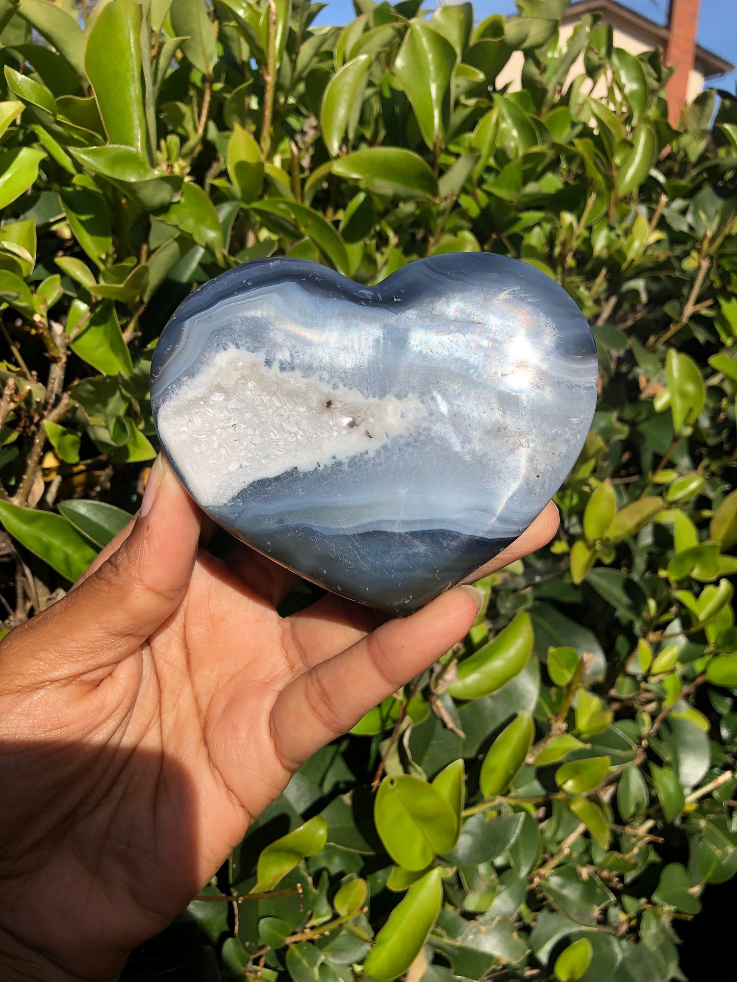 Blue Agate Heart w/ Druzy