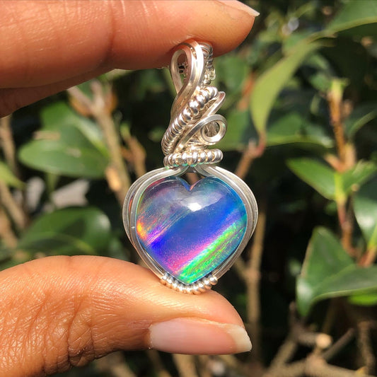 Aura Quartz Heart Necklace