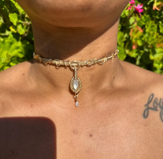 Moonstone Drop Choker