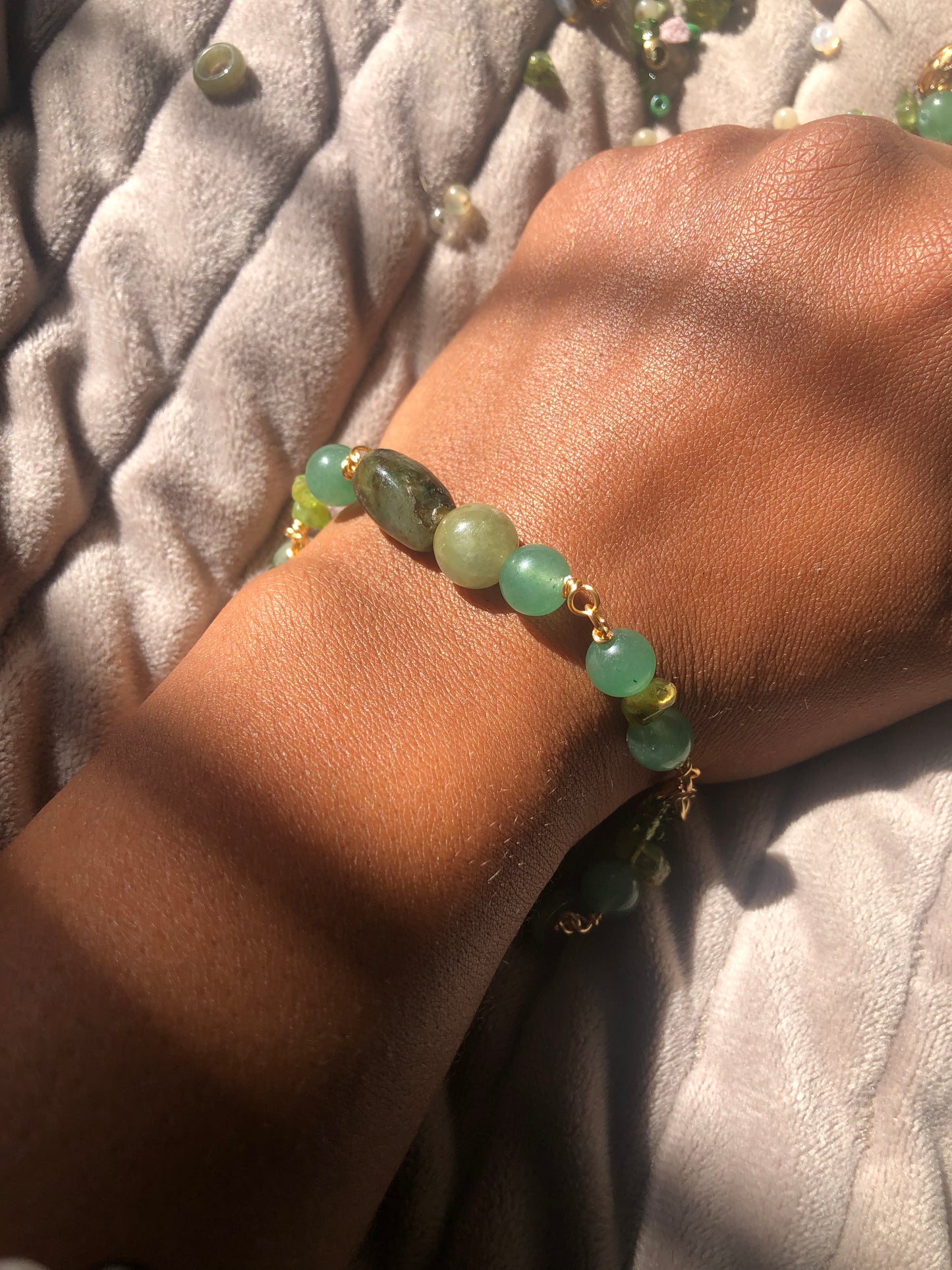 Beaded jade bracelet