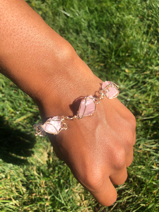 Raw Rose Quartz Bracelet