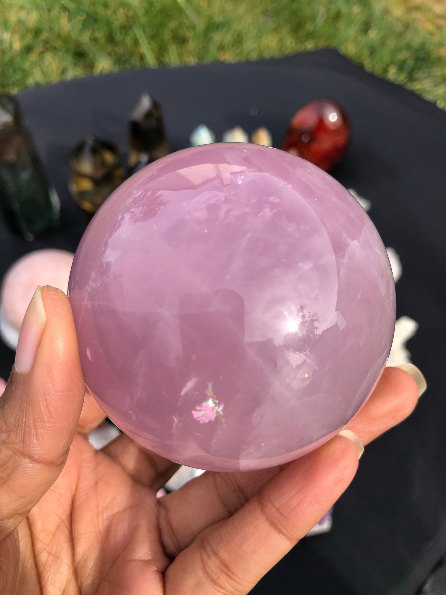 Double Star Lavender Rose Quartz Sphere