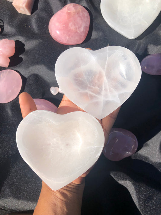 Selenite Heart Bowls