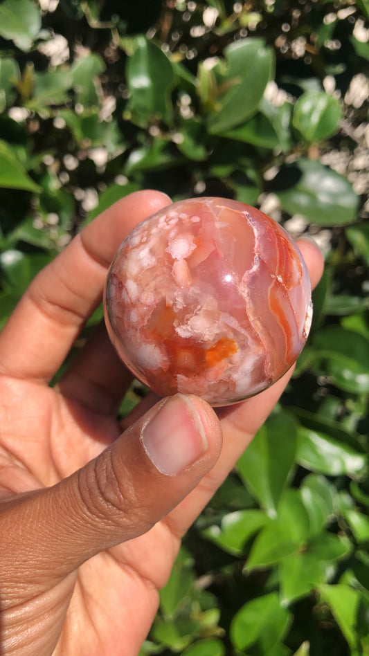 Carnelian x Flower Agate Sphere