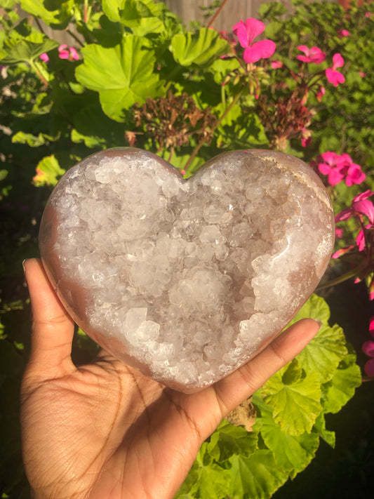 Pink Quartz Druzy Heart