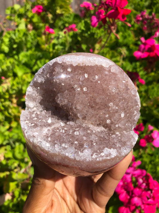 Pink Agate Druzy Sphere