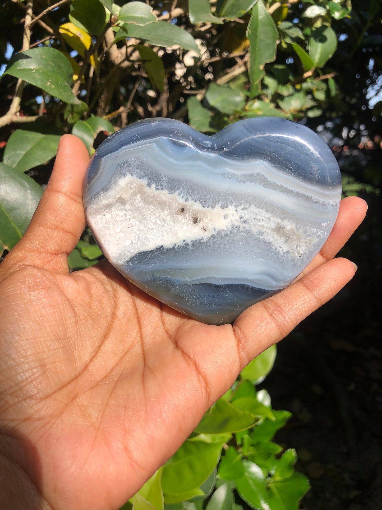 Blue Agate Heart w/ Druzy
