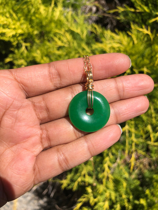Jade donut necklace